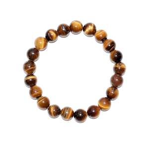 Tiger's Eye Natural Smooth Round Gemstone <b>Beaded</b> <b>Bracelet</b> Ball Shape Pattern - Product Image 5