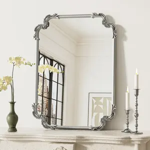 Design tendance Miroir mural à cadre en métal argenté Miroir mural de haute qualité Décor à la maison Miroir mural en métal durable - Product Image 2