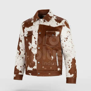 Veste en cuir de vachette vintage pour homme, élégante, style motard, décontractée, écologique, respirante, logo sur le devant - Product Image 4