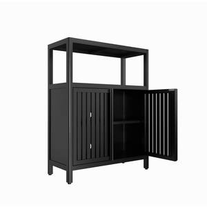 Armoire de rangement en bambou noir de grande capacité luxe moderne MDF bois rotin pour la maison meubles de salle de bain usage général salle à manger - Product Image 3