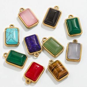 จี้พลอย Lapis ทรงสี่เหลี่ยมผืนผ้าเสน่ห์-เครื่องประดับจี้เงิน925 - Product Image 2