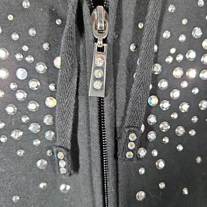 Sudadera con Pedrería Personalizada para Hombre, Sudadera Cortada y Cosida, Lavado Ácido, Estilo Holgado, Apliques, Patchwork, Corte Cuadrado, Sudadera con Pedrería para Hombre - Product Image 6