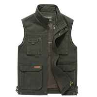 Automne hommes décontracté coton toile gilet veste grande taille sans manches tactique photographe manteau avec PCS-R-153 multi-poches