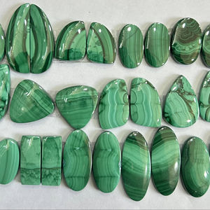 หินอัญมณีทรงหลังเบี้ยคู่มาลาไคต์ธรรมชาติขนาด AAA + สำหรับทำเครื่องประดับจี้อัญมณีตามสั่ง - Product Image 1