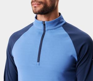 Jersey ligero de golf de manga larga para hombre, Sudadera con capucha, estilo con cremallera, patrón sólido, tela suave al por mayor para entrenamiento de uso diario - Product Image 4