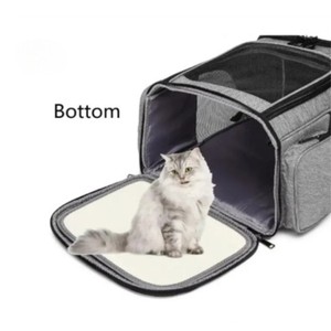 Gray Oxford Pet <b>Backpack</b> Carrier With Mesh Window Zipper Closure For <b>Cats</b> Breathable Design - Product Image 5