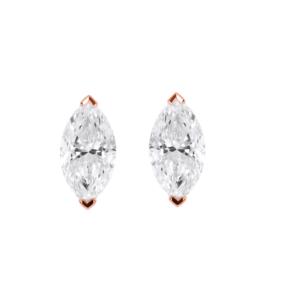 ต่างหูเม็ดเดี่ยวมอยส์ซอไนต์แบบตัดลายเจ้าหญิงเสน่ห์แปลกๆ14K โรสโกลด์ขายส่ง - Product Image 2