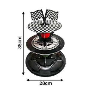 Espositore per Torte a 3 Piani a Tema Auto da Corsa, <span class=keywords><strong>in</strong></span> Carta Non Tossica ed Ecologica, per Feste di Compleanno per Bambini, Supporto per Cupcake e Dessert - Product Image 4