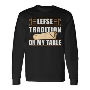 T-shirt a maniche lunghe Lefse Tradition On My Table con design del pane piatto norvegese - Product Image 1