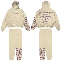 Conjunto de Chándal Estampado al por Mayor para Hombre y Mujer, Sudadera con Capucha y Pantalones Largos, Estilo Casual Urbano de Invierno, Cierre de Pullover, Algodón