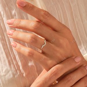 Anillo de boda de oro macizo de 14K, anillo curvo de diamante Real para todos los días, anillos apilables de diamantes Baguette delicados, anillos de joyería certificados IGI - Product Image 2