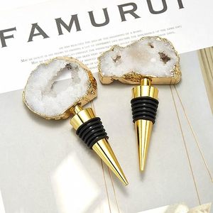 Antique Crystal <b>Wine</b> Bottle Stoppers With Gemstone Champagne Stopper for Bottle Gold Geode Decorative for Club Bar Venues - Product Image 4