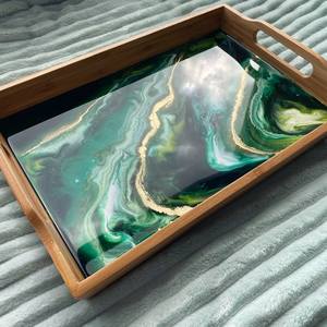 JOIN SQUARE WOOD EPOXY RESIN TRAY Fabulous Design Décoratif pour Servir les Aliments dans la Cuisine Restaurants Usage Domestique - Product Image 2