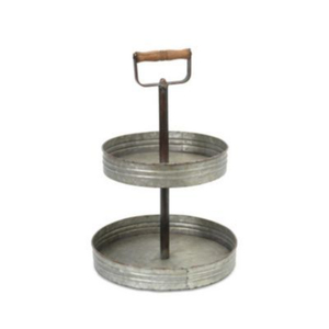 Fancy Galvanized Metal Cake Stand Farmhouse Home Decor <b>Round</b> Dessert Display Pedestal <b>Serving</b> <b>Tray</b> For Weddings And Parties - Product Image 3