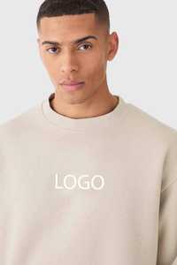 <b>Beige</b> Printed Fleece Jogger Sweatshirt Set <b>Men's</b> Solid Color Custom Logo Tracksuit Winter Wear 2 Piece Outfit Sweatsuit 100% - Product Image 3