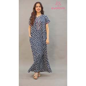 Evolove Women's Liva Viscose <b>Maxi</b> Nighty with Pocket Super Soft and Comfortable Woven Fabric Breathable Spandex ODM Nightwear - Product Image 1