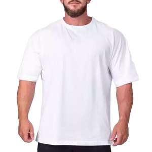 Venta al por mayor nuevo diseño para hombre de gran tamaño Premium negro camisetas 100% 250Gsm algodón liso surtido cuello redondo Camiseta corta para hombres - Product Image 2