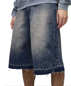 กางเกงยีนส์ขาสั้นของผู้ชาย Y2K กางเกงยีนส์ทรงหลวมพิมพ์โลโก้ได้ตามต้องการพร้อมงานปักผ้าคอตตอนซักเบาระบายอากาศได้ - Product Image 4