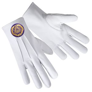 Grand Master Blue Lodge Guantes Cuero Con Parche Púrpura Premium Masonic Regalia Lodge Guantes De Alta Calidad Aspecto Profesional - Product Image 2
