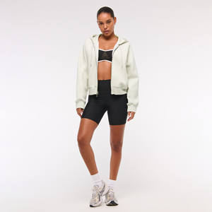 2025 haut à la mode qualité usine vente surdimensionné femmes à capuche haut court à capuche 100% coton coupe-vent respirant tenue décontracté avant - Product Image 2