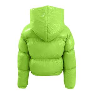 Chaqueta acolchada de burbujas cálida de invierno para mujer, abrigos de nailon transpirables con cierre de cremallera ligera brillante, patrón estampado, estilo corto para mujer - Product Image 2