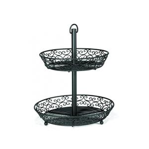 Cesta de Frutas de Hierro Niquelado de 2 Niveles Hecha a Mano, Ecológica, Nueva Moda, Soporte de Almacenamiento para Cocina y Hogar, Precio al por Mayor - Product Image 1