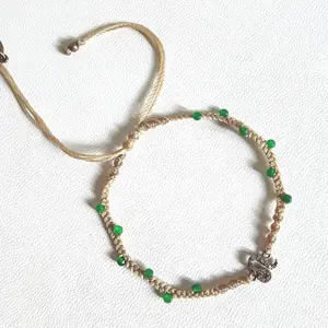 Женский эмалированный браслет с подвеской из натурального зеленого оникса
