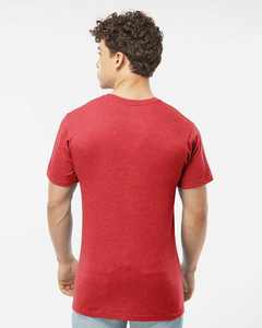 Tultex T-shirt Streetwear rouge chiné lourd personnalisé pour homme polyvalent 50/50 coton filé à l'anneau/polyester 100% coton - Product Image 3
