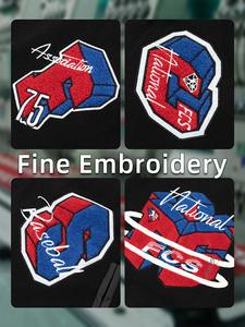 Veste universitaire de couleur unie de qualité supérieure pour hommes, uniforme de baseball ample à la mode, veste bombardier en toile imperméable et coupe-vent, veste décontractée - Product Image 6