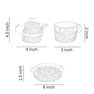 Elegant Ceramic Kettle <b>Set</b> with Matching <b>Cups</b> Durable Porcelain <b>Tea</b> Kettle for Stylish Serving and Brewing Available for Sale - Product Image 5