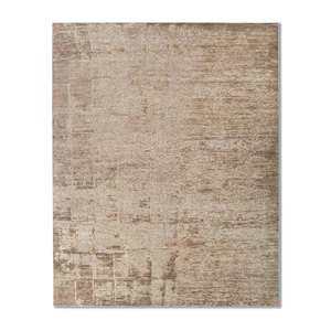 พรมขนสัตว์ผสมไหมถักมือสีเบจน้ำตาลลายเอนโทรปี สำหรับห้องนั่งเล่น พรมปูพื้นทางเดิน ลายเรขาคณิตสี่เหลี่ยมผืนผ้าสำหรับตกแต่งบ้าน - Product Image 1