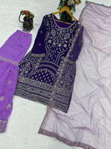 เปิดตัว kurti-sarara (gharara-Suit) เป็นต้นไปเปิดตัวผลิตภัณฑ์การสร้างแบบจำลองจริงของตัวเองด้วยงานเย็บปักถักร้อยสิทธิพิเศษ - Product Image 6