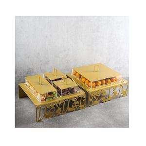 Bandeja de Ramadán de chocolate de mármol y metal Bandeja islámica con forma de luna y estrella hecha a mano para uso en fiestas y eventos - Product Image 2