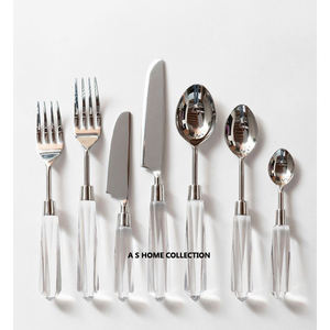 Ensemble de couverts décoratifs en acier inoxydable argent mat avec poignée en forme de feuille de fleur, emballage personnalisé avec logo - Product Image 5