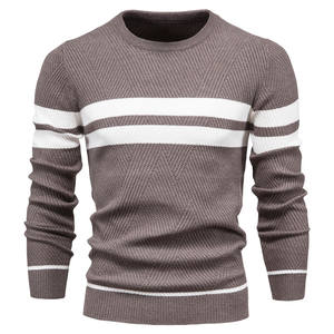 Vente en gros pull décontracté rayé pour hommes 2025 dernière conception pour les hommes automne hiver épais chaud mode pull en tricot de haute qualité - Product Image 3