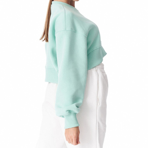 Sudadera con capucha personalizada de otoño para mujer, ropa de calle, Sudadera de cuello redondo con logotipo bordado recortado para entrenamiento de yoga y gimnasio - Product Image 6