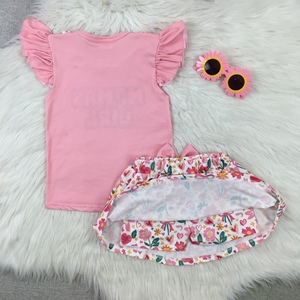 Mama ragazza rosa floreale capretta volant Top con Skort 2 pezzi set di abbigliamento per la festa della mamma gonne per bambini con fiocco - Product Image 2