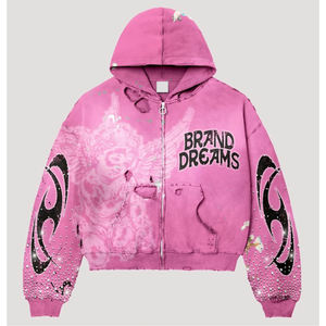 เสื้อฮู้ดซิปแบบมีซิปเต็มตัว ปี 2026 สำหรับงานปักและงานพิมพ์, เสื้อฮู้ดพิมพ์ลายด้วยเทคนิค DTG, เสื้อฮู้ดประดับคริสตัลแบบมีซิปเต็มตัว แฟชั่น - Product Image 5