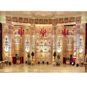 Decoración de Escenario de Boda Lujosa con Paneles con Aspecto de Espejo, Marcos de Espejo para Bodas Árabes, Elegante Escenario de Espejo para Bodas Islámicas - Product Image 1