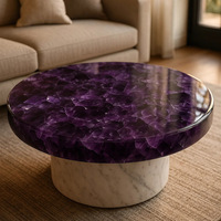 Table basse moderne en pierre d'améthyste, écologique, centre de guérison par les cristaux, plateau rétroéclairé, mobilier de salon, baptême