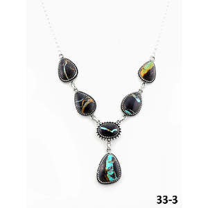 Collier en forme de goutte d'eau en turquoise et argent sterling de style sud-ouest, cadeau - Product Image 2