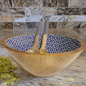 ชามไม้อะคาเซียทำมือสำหรับสลัดผลไม้และเสิร์ฟ - Product Image 5