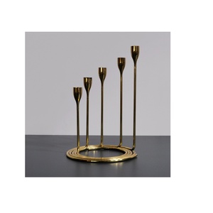Juego de soportes de candelabro de latón moderno para boda, portavelas de cono de hierro para tamaño personalizado, precio barato, venta al por mayor - Product Image 6