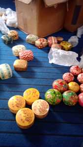 Mache décorations d'arbre de noël boule de papier artisanale boule de papier traditionnelle colorée écologique boule de noël suspendue de haute qualité - Product Image 3