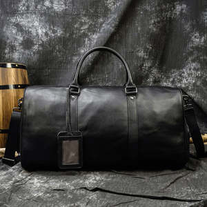 Bolsa de Golf de Viaje Portátil con Cremallera Reutilizable Ecológica de Cuero Crazy Horse Genuino Estilo Retro Europeo Americano Boston - Product Image 1