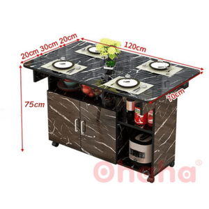 Smart folding dining table combined with storage cabinet with rotating wheels for easy movement - Product Image 6