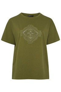 Camiseta Holgada de Verano Ecológica con Bordado de Diamantes Verdes para Mujer - Product Image 5