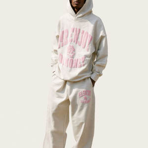 Survêtement Unisexe avec Impression Bouffante Vintage Logo Personnalisé 400 Gsm French Terry Heavyweight Streetwear Pull pour Hommes Saison d'Hiver - Product Image 1