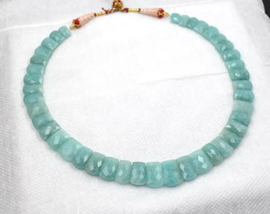 สร้อยคอแบบเหลี่ยมเพชรพลอยสุดเสน่ห์ของอเมซอนไนต์ทำด้วยมือสไตล์โบฮีเมียนสไตล์คลาสสิกสร้อยโชคเกอร์หินสีฟ้าแบบเส้นใยพร้อมตัวเลือกของขวัญ - Product Image 1