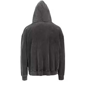 Sudadera con capucha para hombre de calidad superior al por mayor 100% algodón lavado ácido ropa de calle transpirable diseño personalizado para invierno patrón sólido - Product Image 6